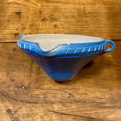 Vintage Blue Glazed Mixing Bowl