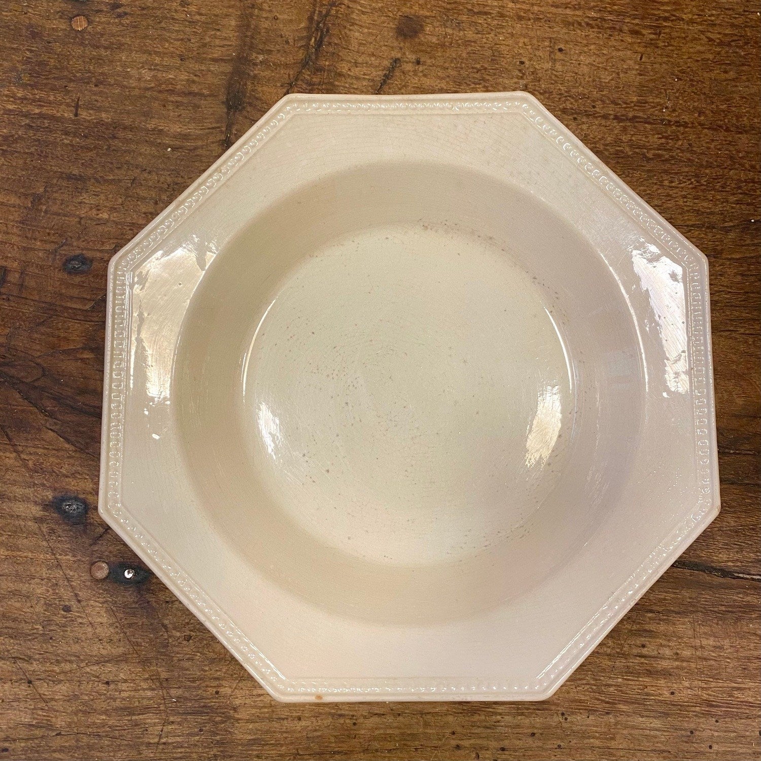 Creil & Montereau Pearled Soup Bowl – Antique French Porcelain