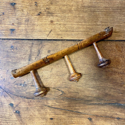 French Vintage Wooden Wall Hook Rack
