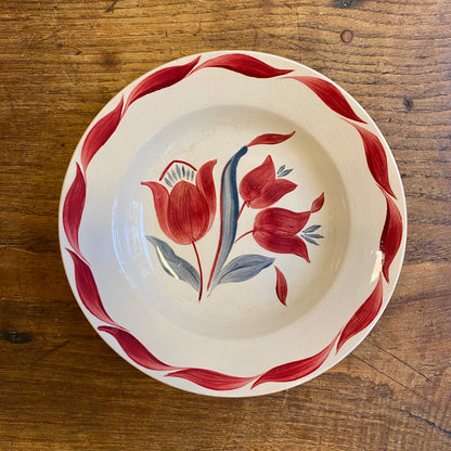 Vintage Gien “Monaco” Shallow Bowl – Red Floral