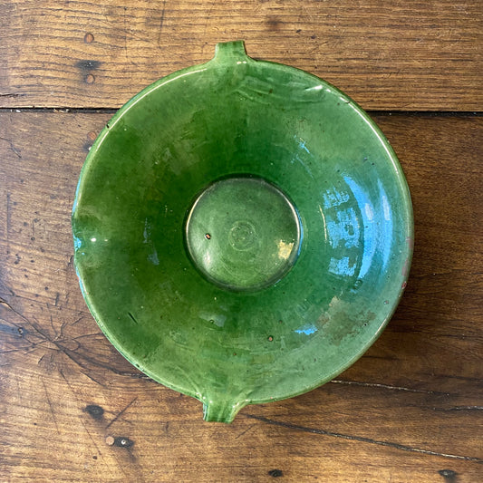 Vintage French Green-Glazed Tian Bowl