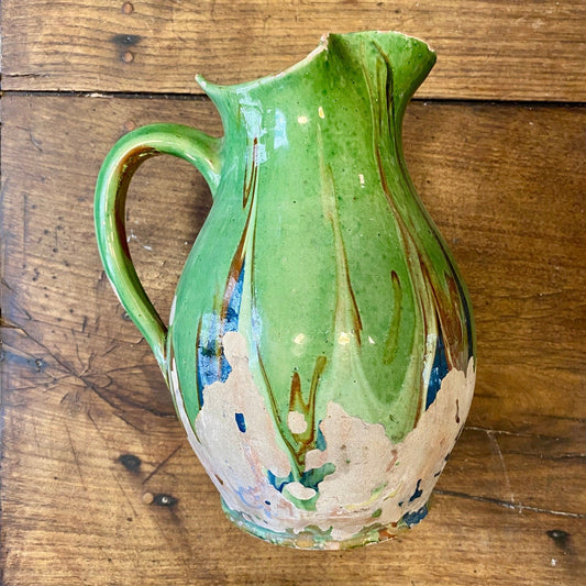 Vintage Provençal Green Glazed Jug – 26 cm