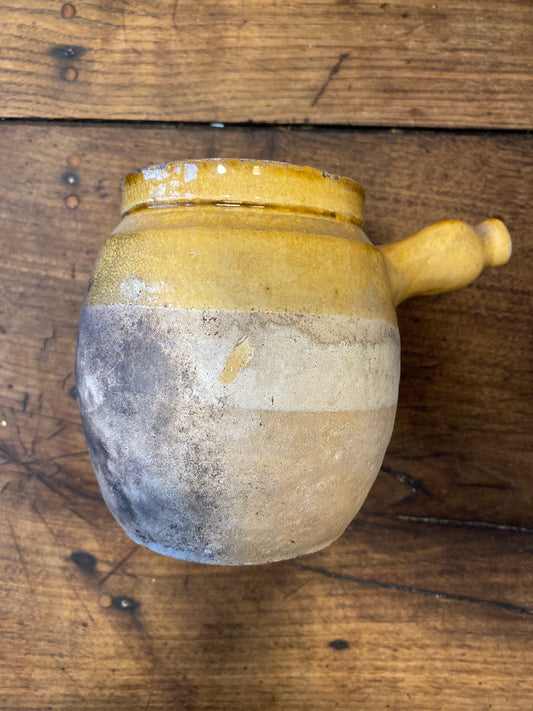 Vintage French Confit Pot with Side Handle