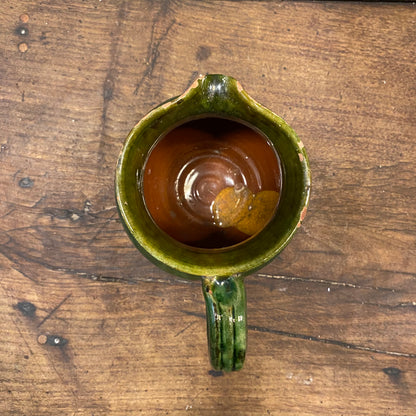 Vintage French Green Glazed Ceramic Pitcher