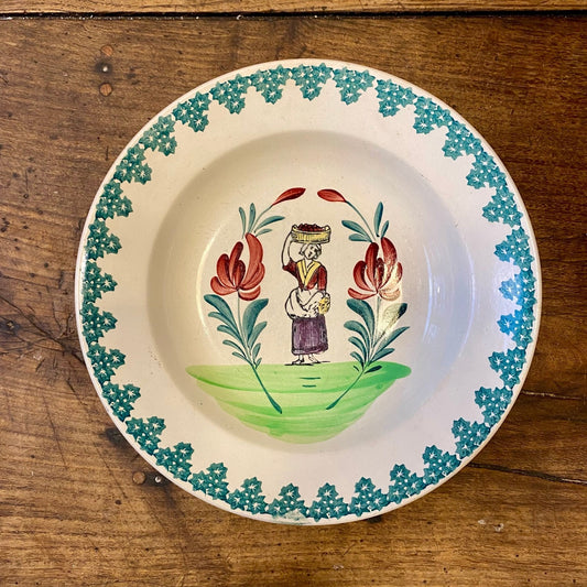 Vintage Serving Bowl – Woman & Floral Motif