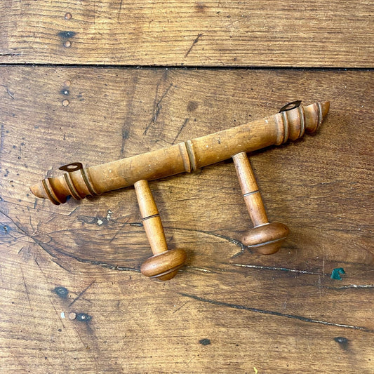 Vintage French Wooden Wall Rack with Two Pegs