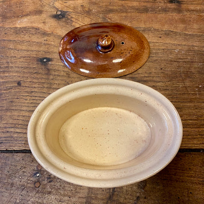 Vintage Fransk Terrin – Creme & Brun