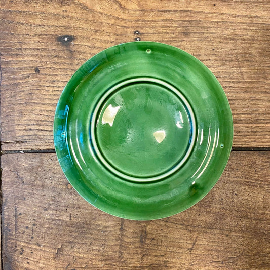 Vintage French Oyster Plate – Green & Burgundy