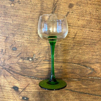 Vintage French Alsace Wine Glass – Green Stem