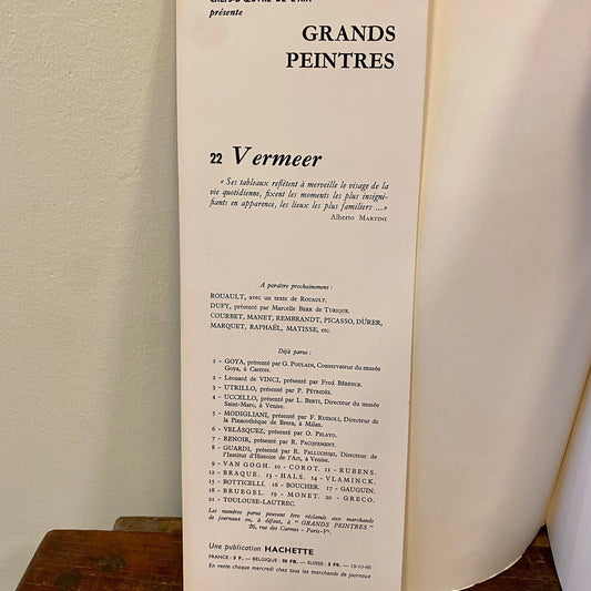 Inside page of the Vermeer booklet with the series list and issue number 22