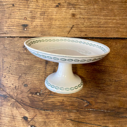 Vintage Sarreguemines Pedestal Dish – Nobilis Green
