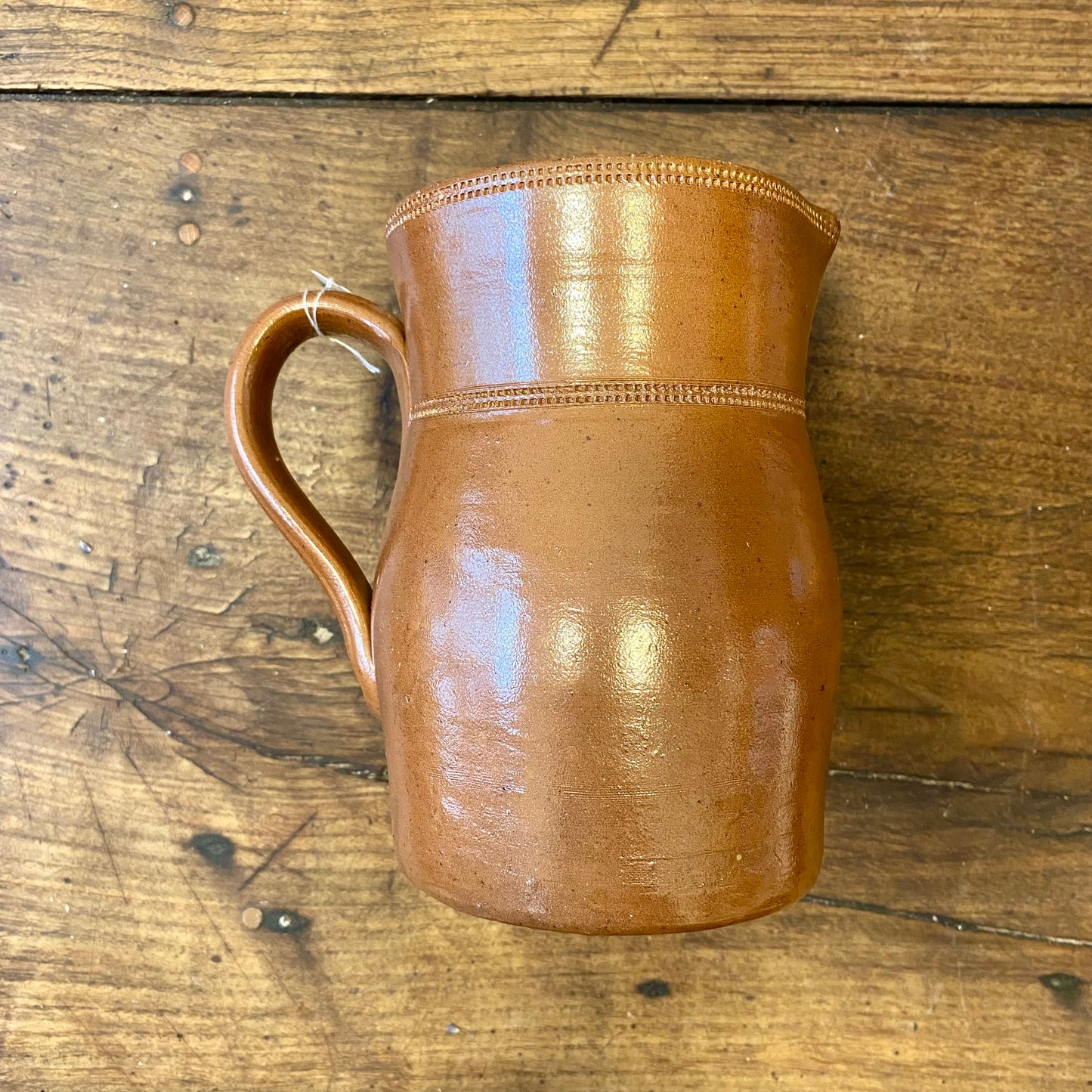 Vintage French Stoneware Pitcher – Brown Glaze – 18 cm
