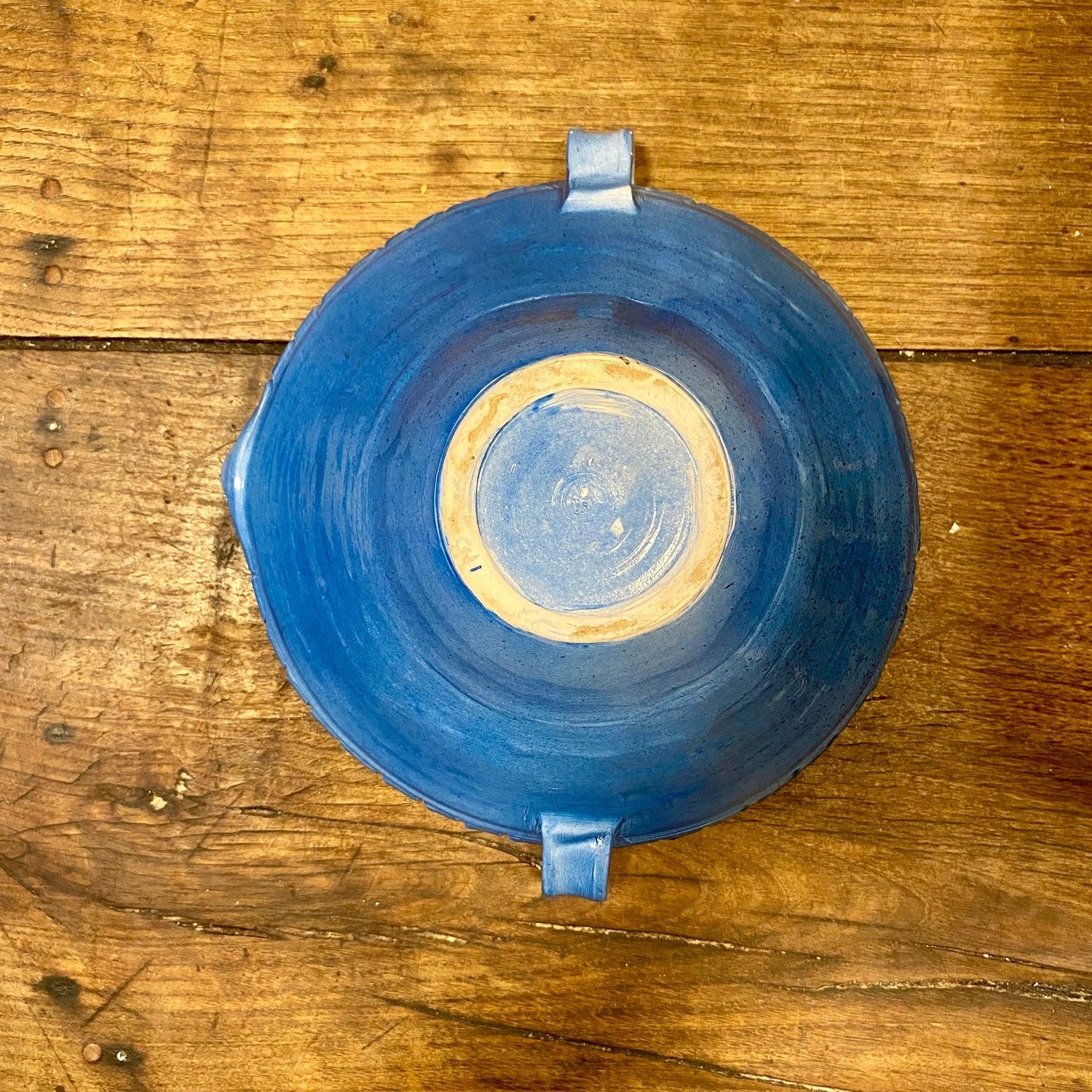 Vintage Blue Glazed Mixing Bowl