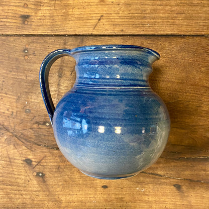 Vintage Blue Glazed Ceramic Pitcher