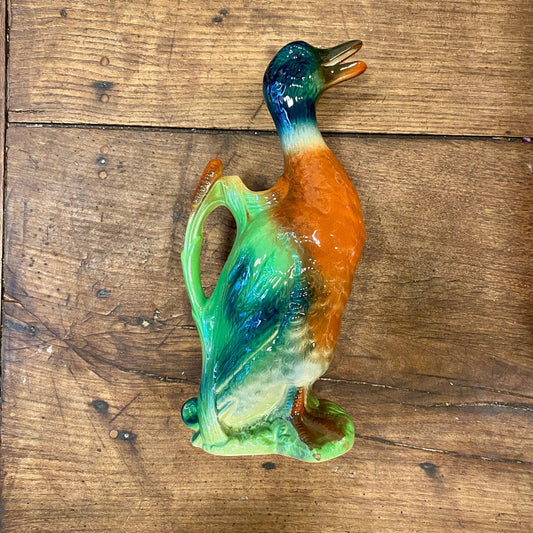 Vintage French Ceramic Duck Pitcher – Multicoloured Glaze