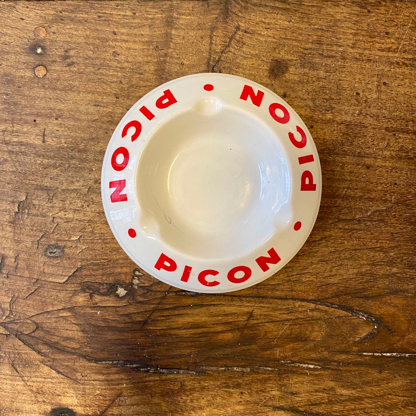Vintage French Picon Advertising Ashtray – Red & White