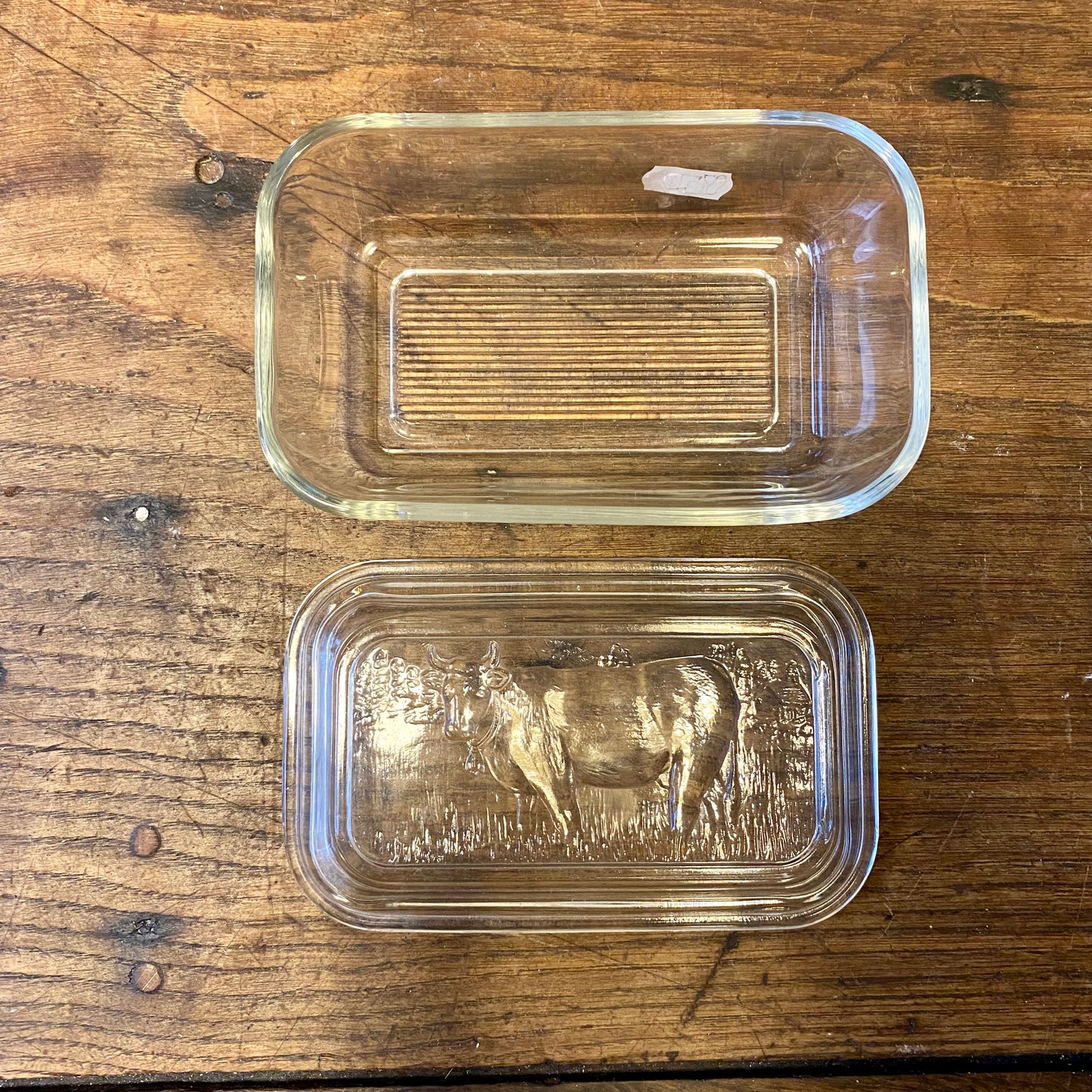 Vintage Glass Butter Dish – Cow Motif