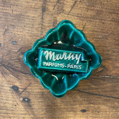 Vintage Marvy Parfums Paris Reklamaskfat – Smaragdgrön