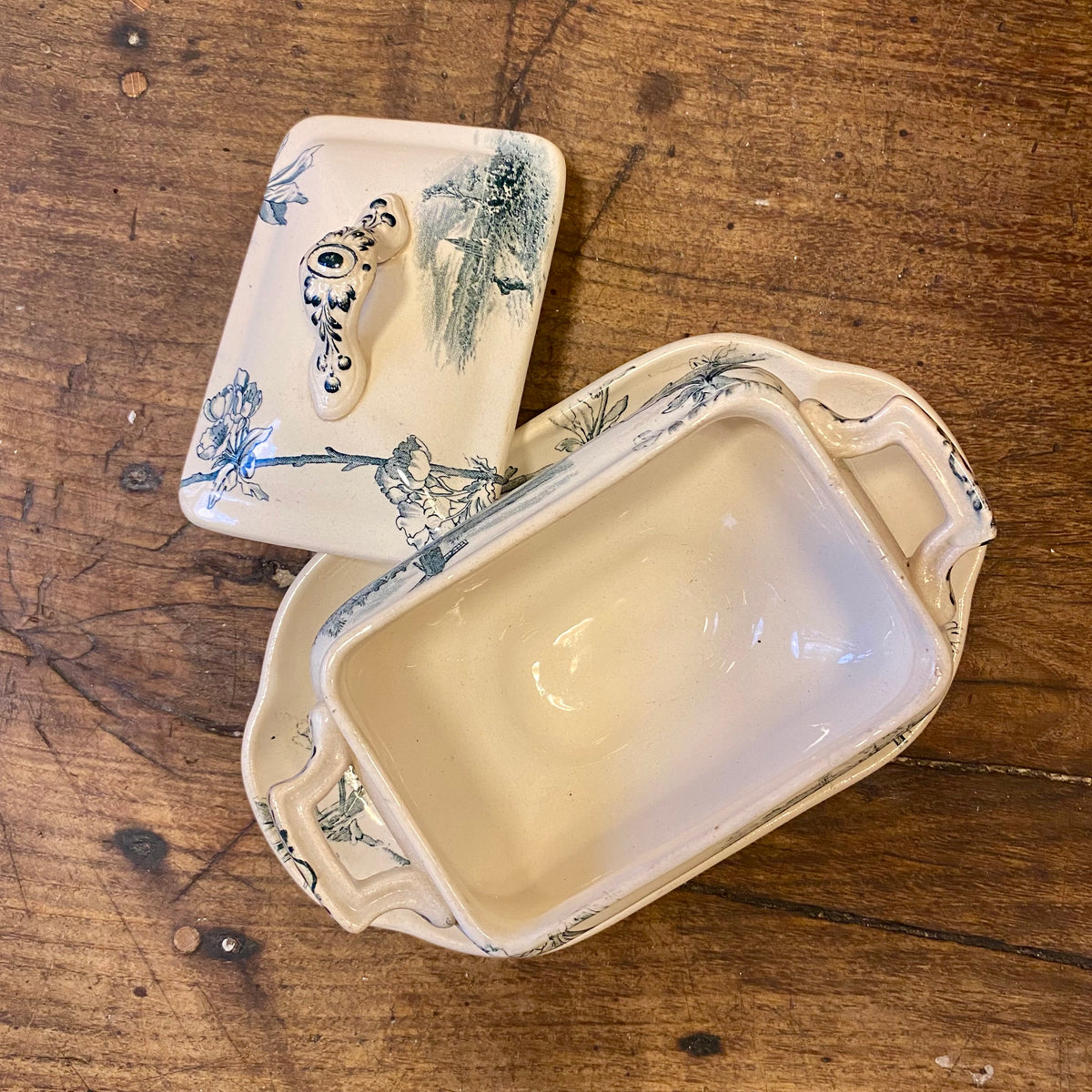 Vintage Creil et Montereau Butter Dish – Service Cerisier