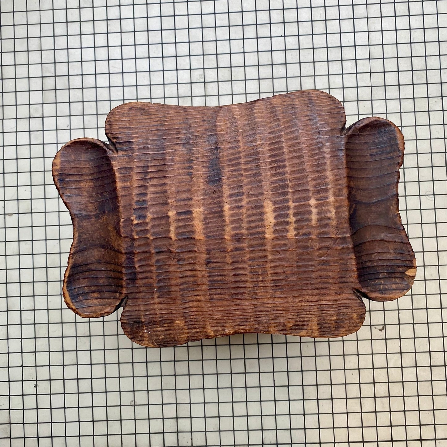 French Rustic Hand-Carved Milking Stool – 35 × 35 cm