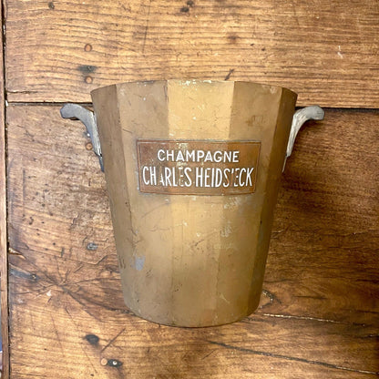 Vintage French Charles Heidsieck faceted champagne bucket in a warm gold tone