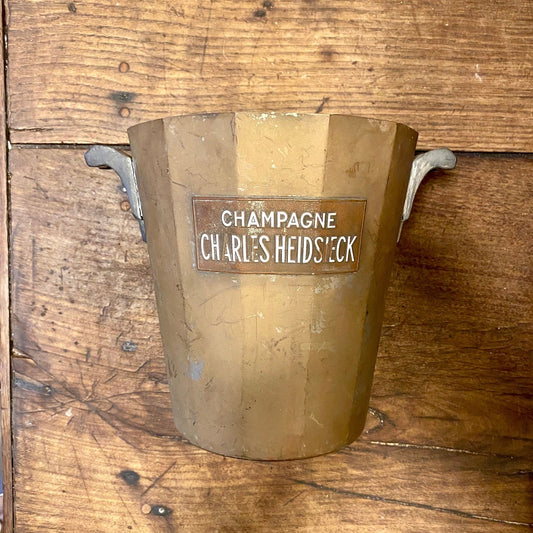 Vintage French Charles Heidsieck faceted champagne bucket in a warm gold tone