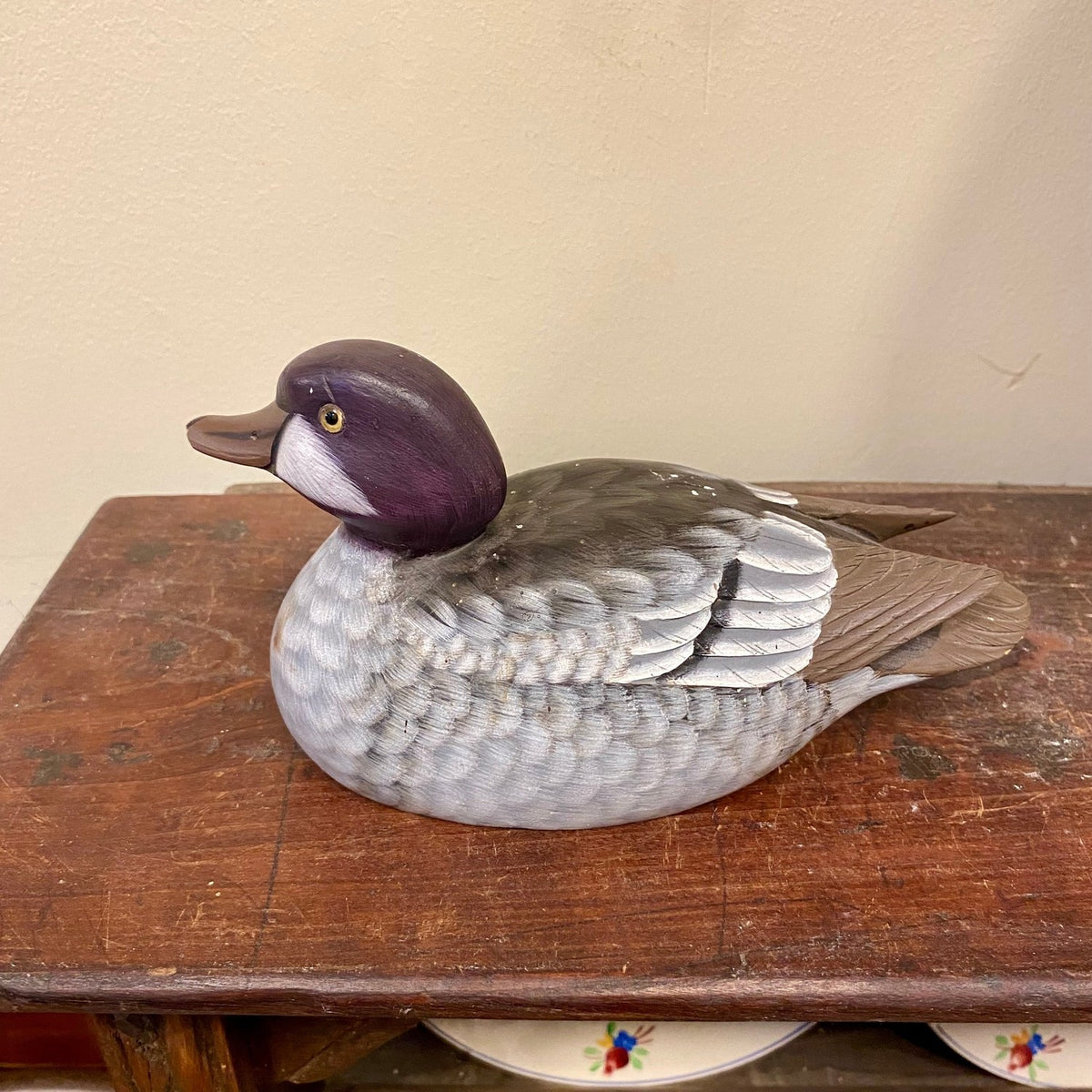 Vintage Painted Wooden Duck