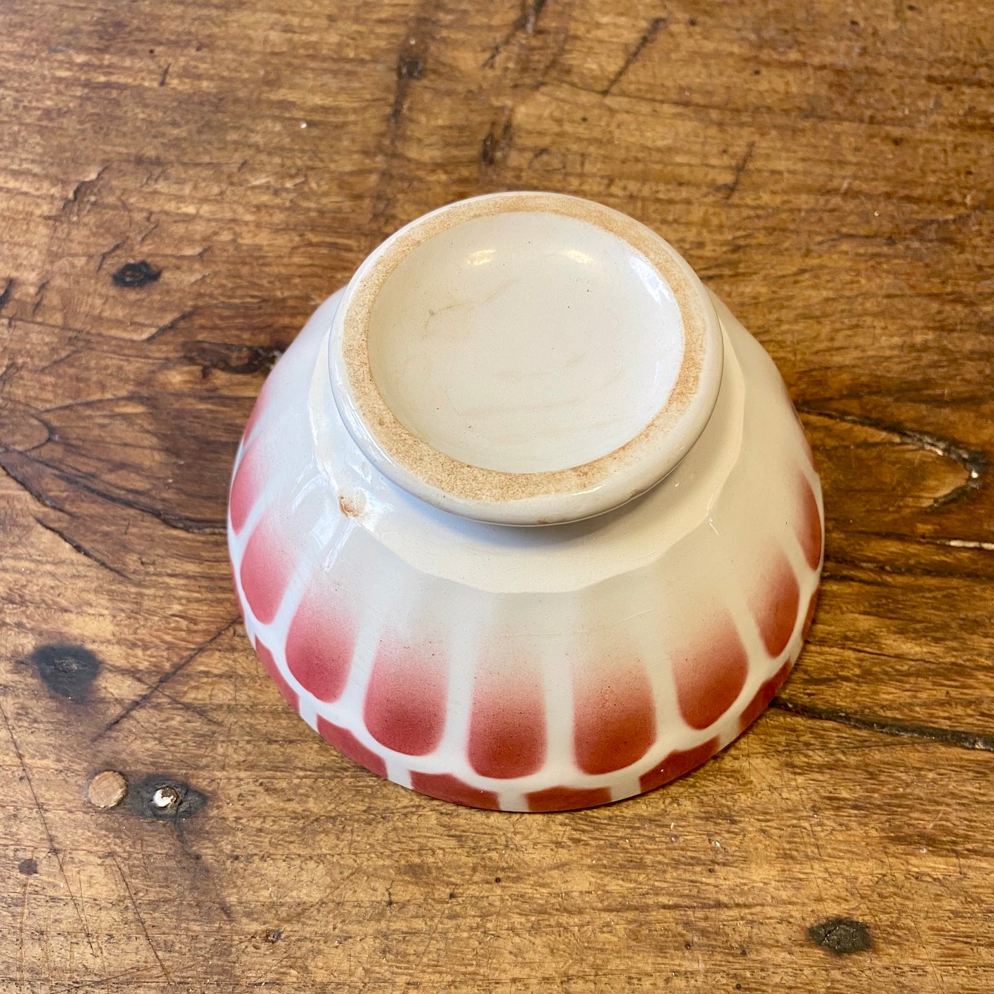 Vintage French Café au Lait Bowl – Red Geometric