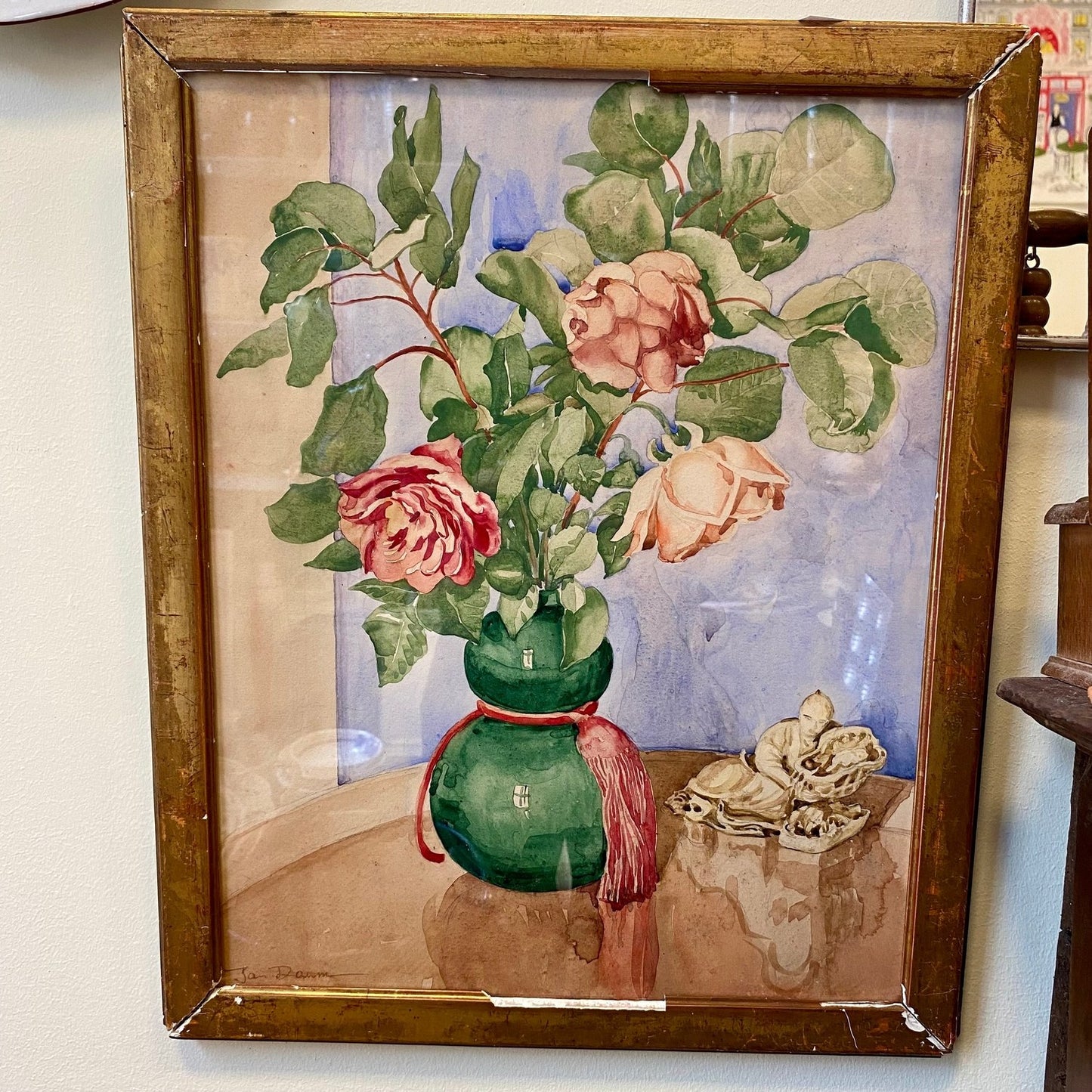 Framed Floral Watercolour Signed Jan Daum
