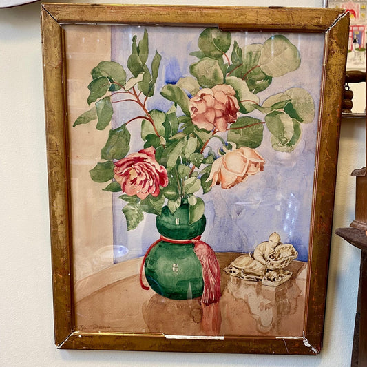 Framed Floral Watercolour Signed Jan Daum