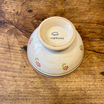Vintage French Gien Café au Lait Bowl – Red & Green Floral