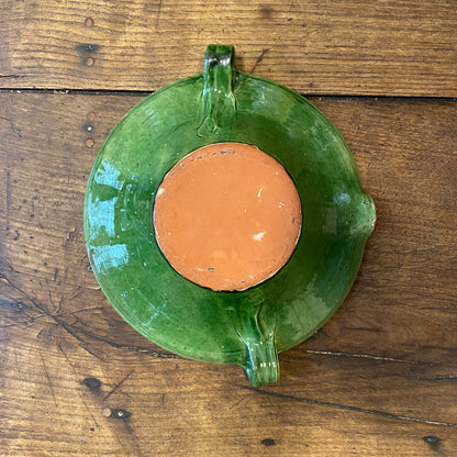 Vintage French Green-Glazed Tian Bowl