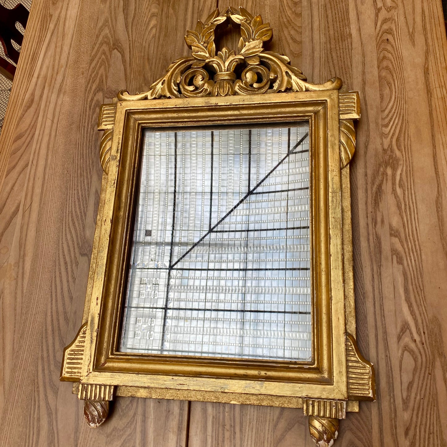 Vintage Gilt Mirror With Laurel Wreath Crest
