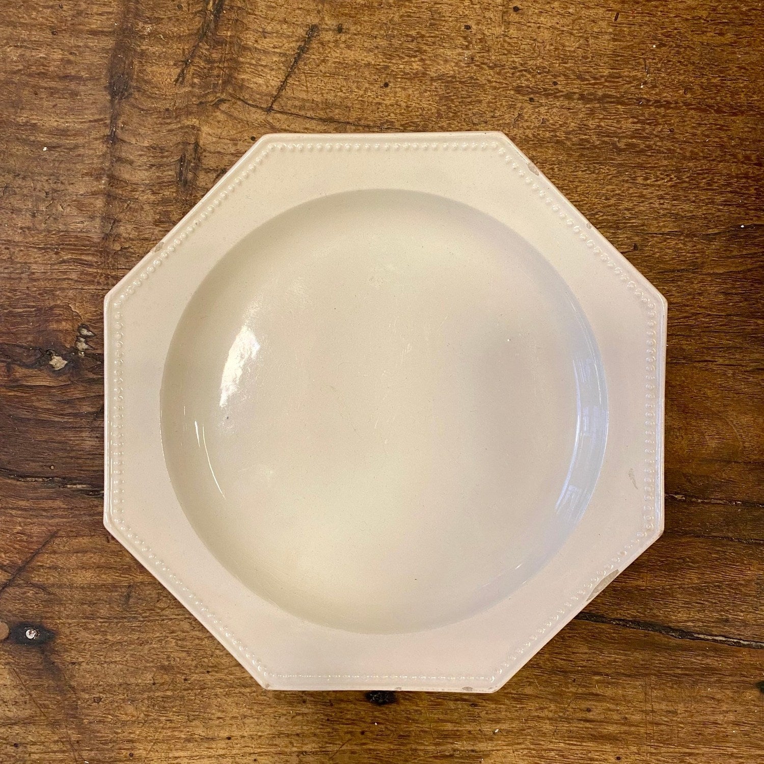 Creil & Montereau Pearled Dessert Plate – Antique French Porcelain