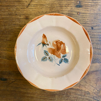 Vintage Digoin Sarreguemines Shallow Bowl – Terracotta Rose
