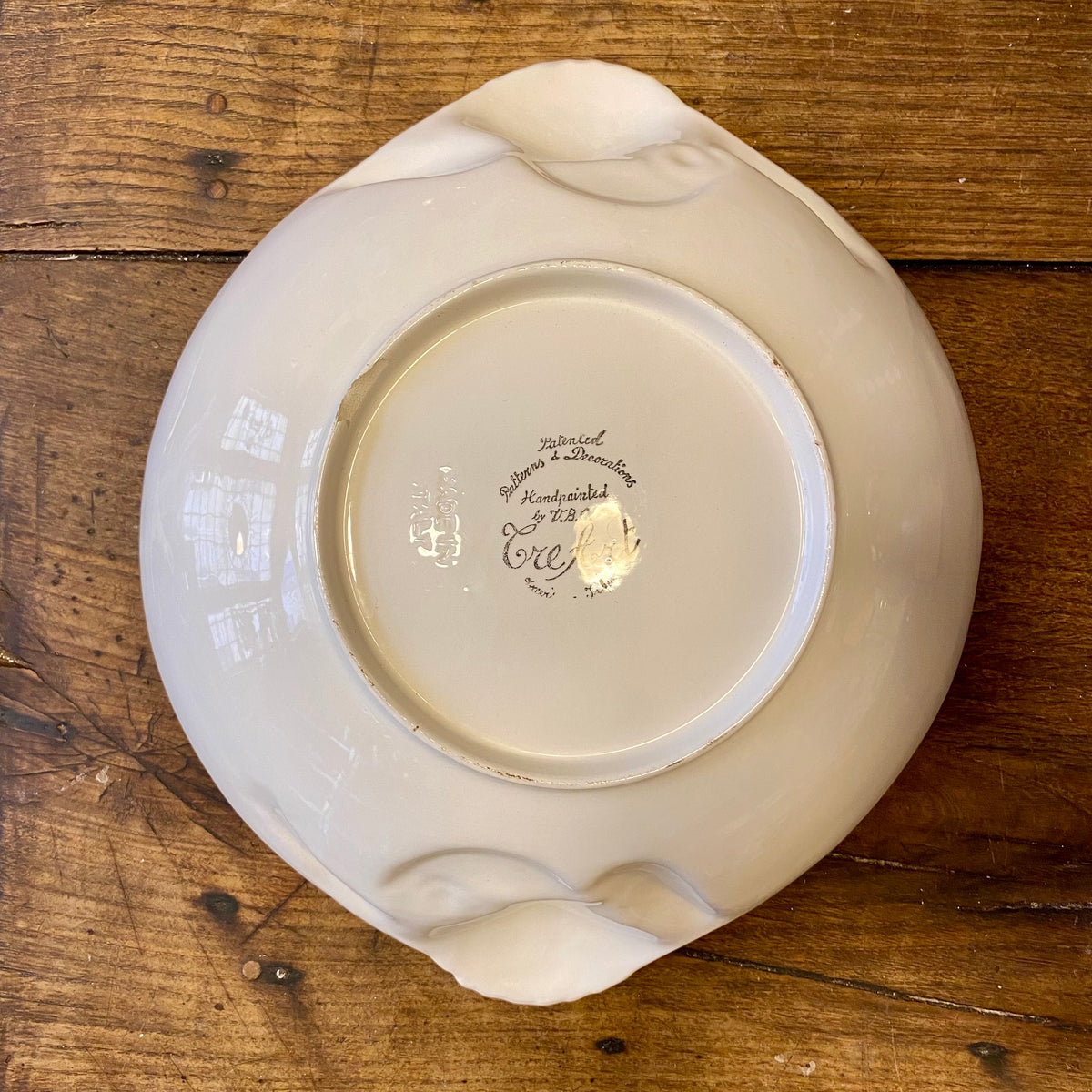 Vintage Italienskt Tre Art Serveringsfat med Skaldjursdekor – 40 cm