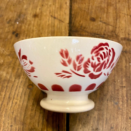 French vintage café au lait bowl – red floral