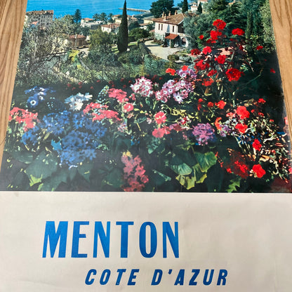 Vintage French Menton Côte d’Azur Travel Poster – 1960
