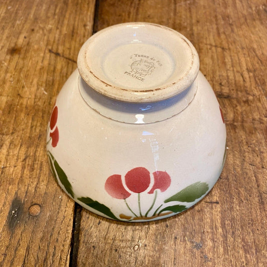 French vintage café au lait bowl – cherry motif