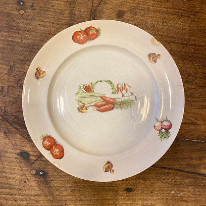 Set of 4 Vintage French L’Amandinoise Plates – Vegetable Motif