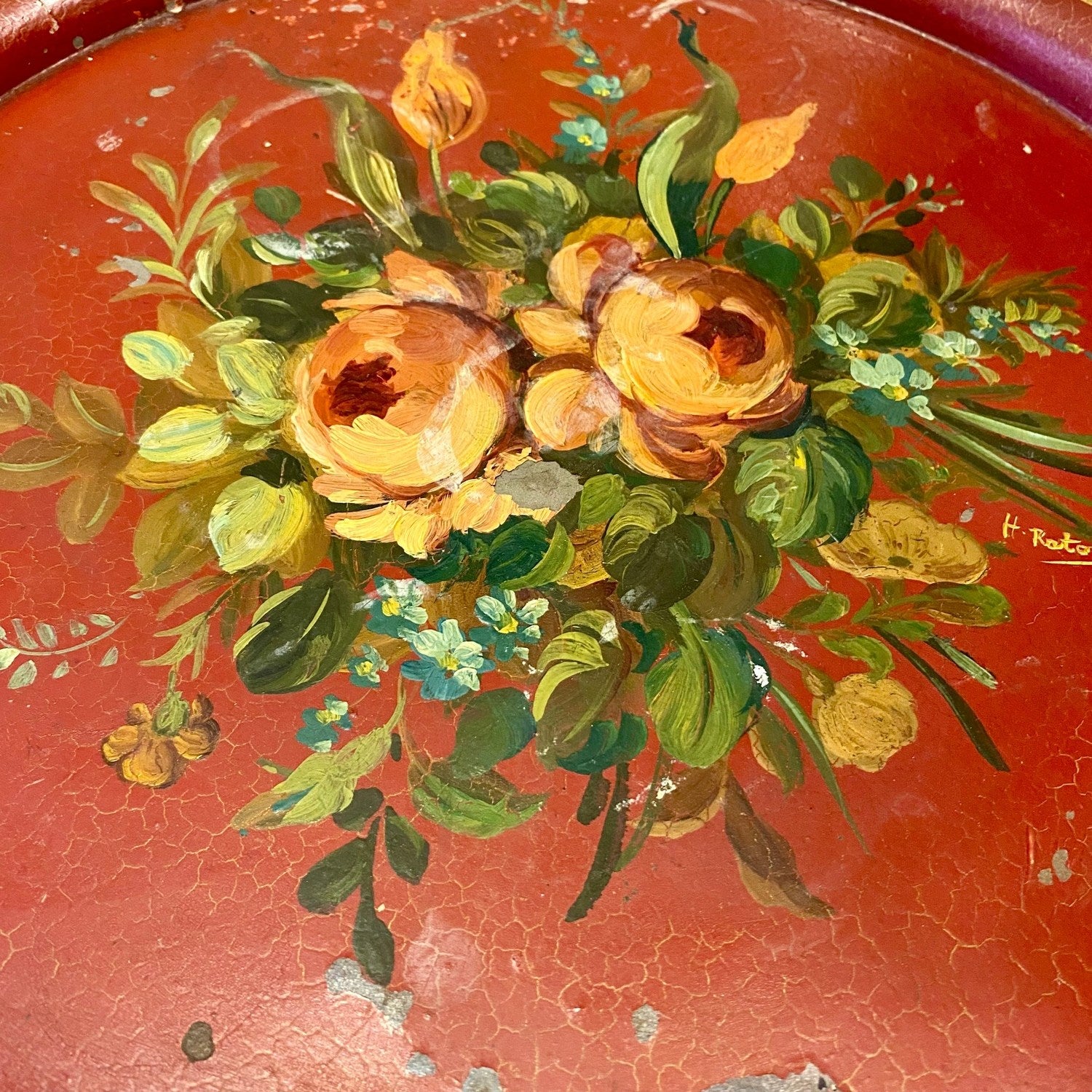 Vintage Hand-Painted Tole Tray