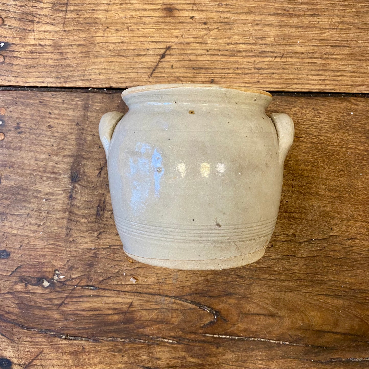 Vintage French Stoneware Pot with Handles