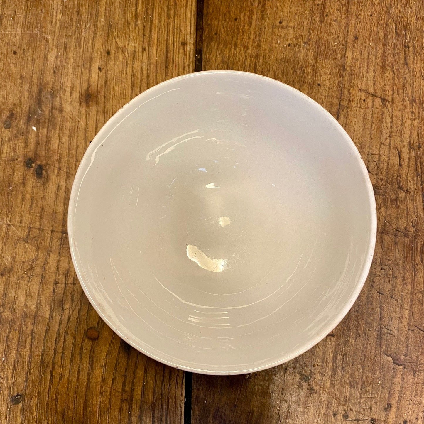 French vintage café au lait bowl – blue geometric floral