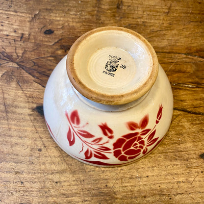 Vintage French Digoin Café au Lait Bowl – Red Floral