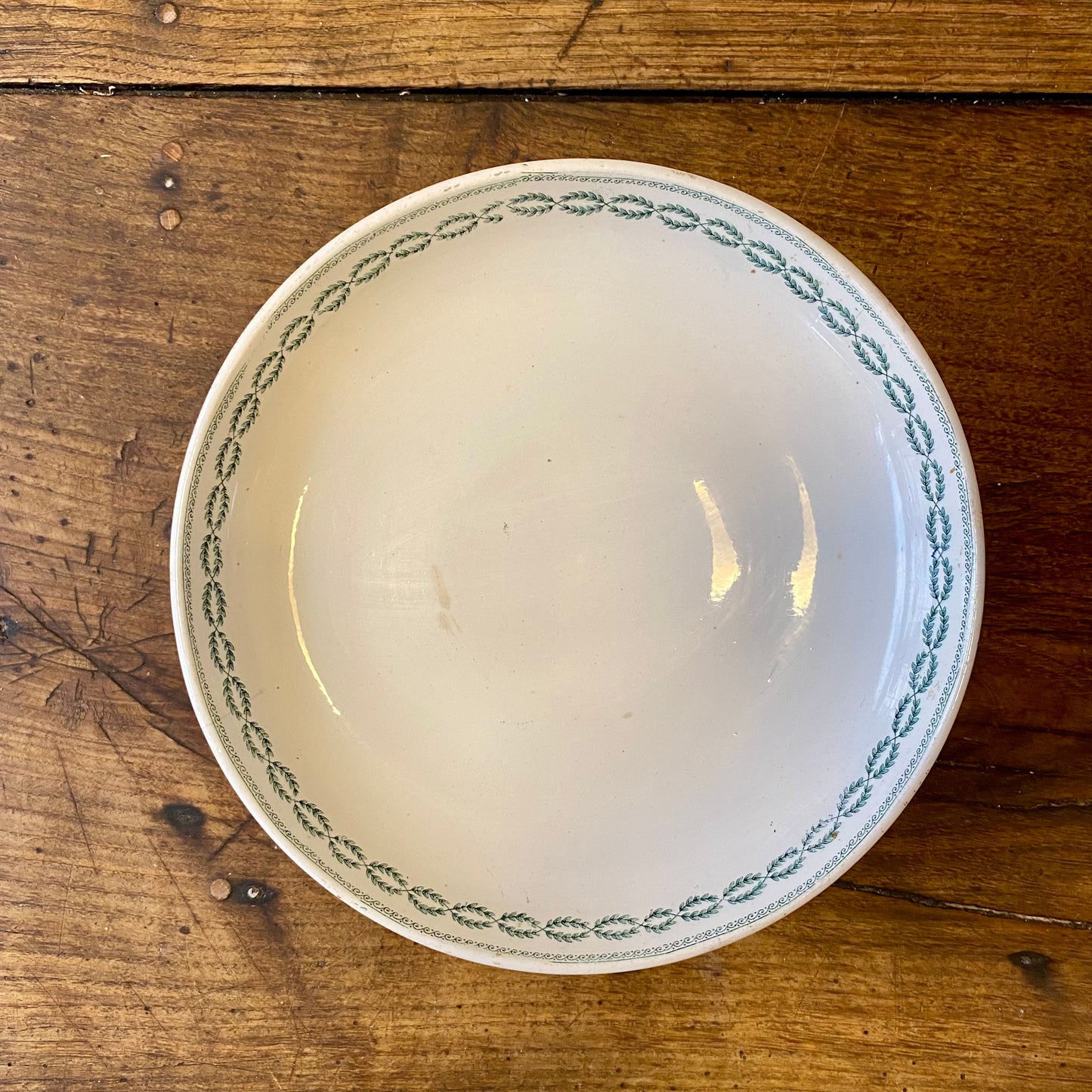 Vintage Sarreguemines Pedestal Dish – Nobilis Green