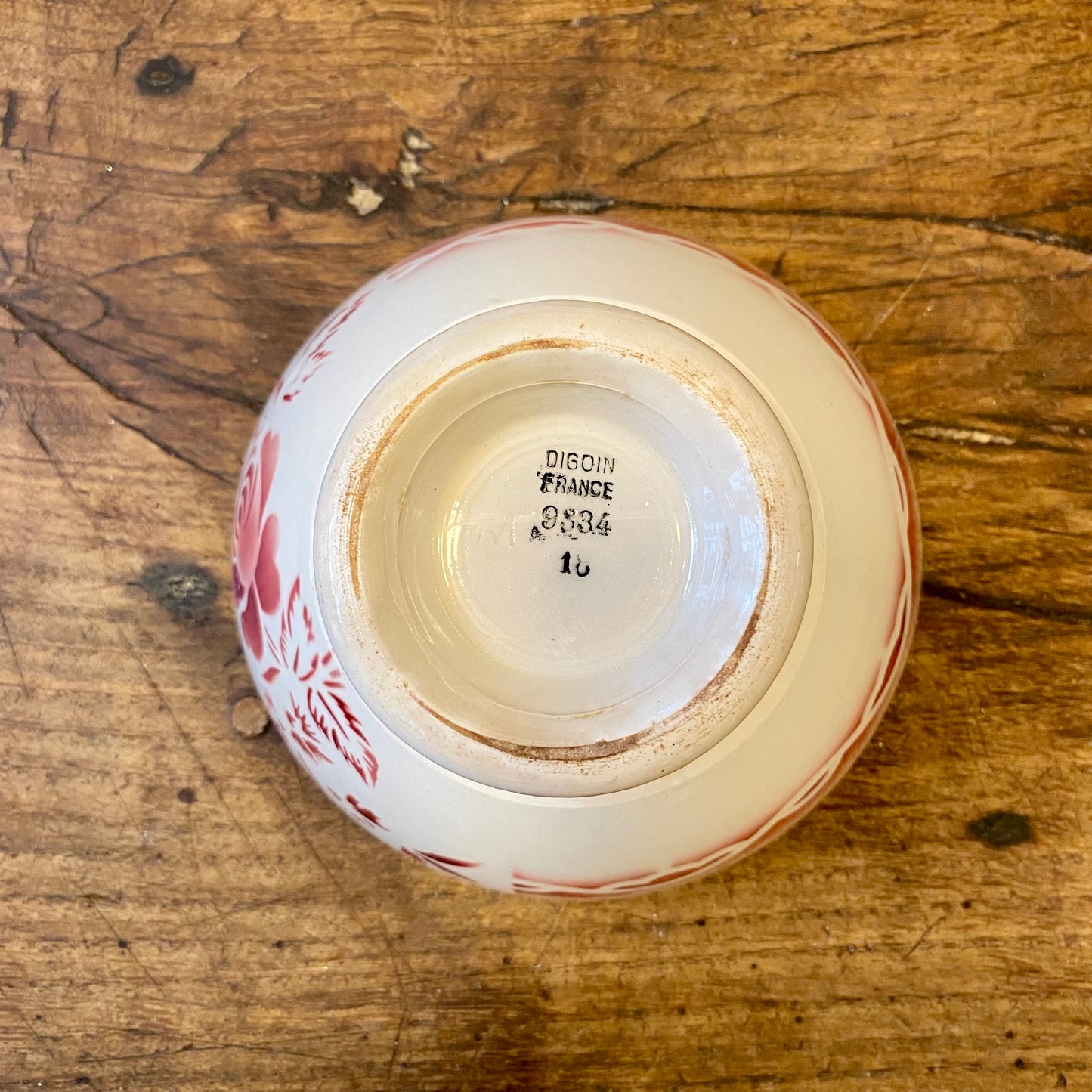Vintage French Digoin Café au Lait Bowl – Red Rose
