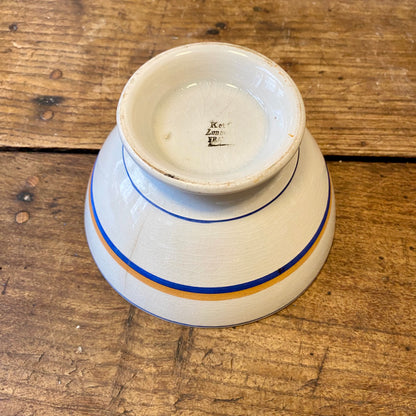 Lunéville Vintage Café Au Lait Bowl – Blue And Yellow Bands – 15 × 8 cm