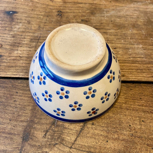 French Vintage Café Au Lait Bowl – Blue Floral Decor – 14 × 8 cm