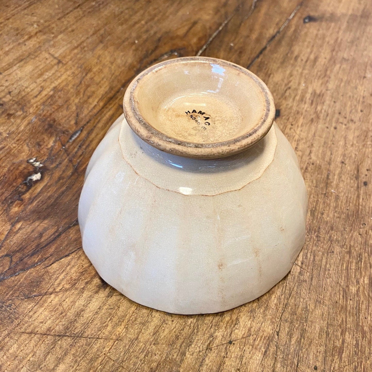 French Vintage Café Au Lait Bowl HAMAGE Nord, cream glaze