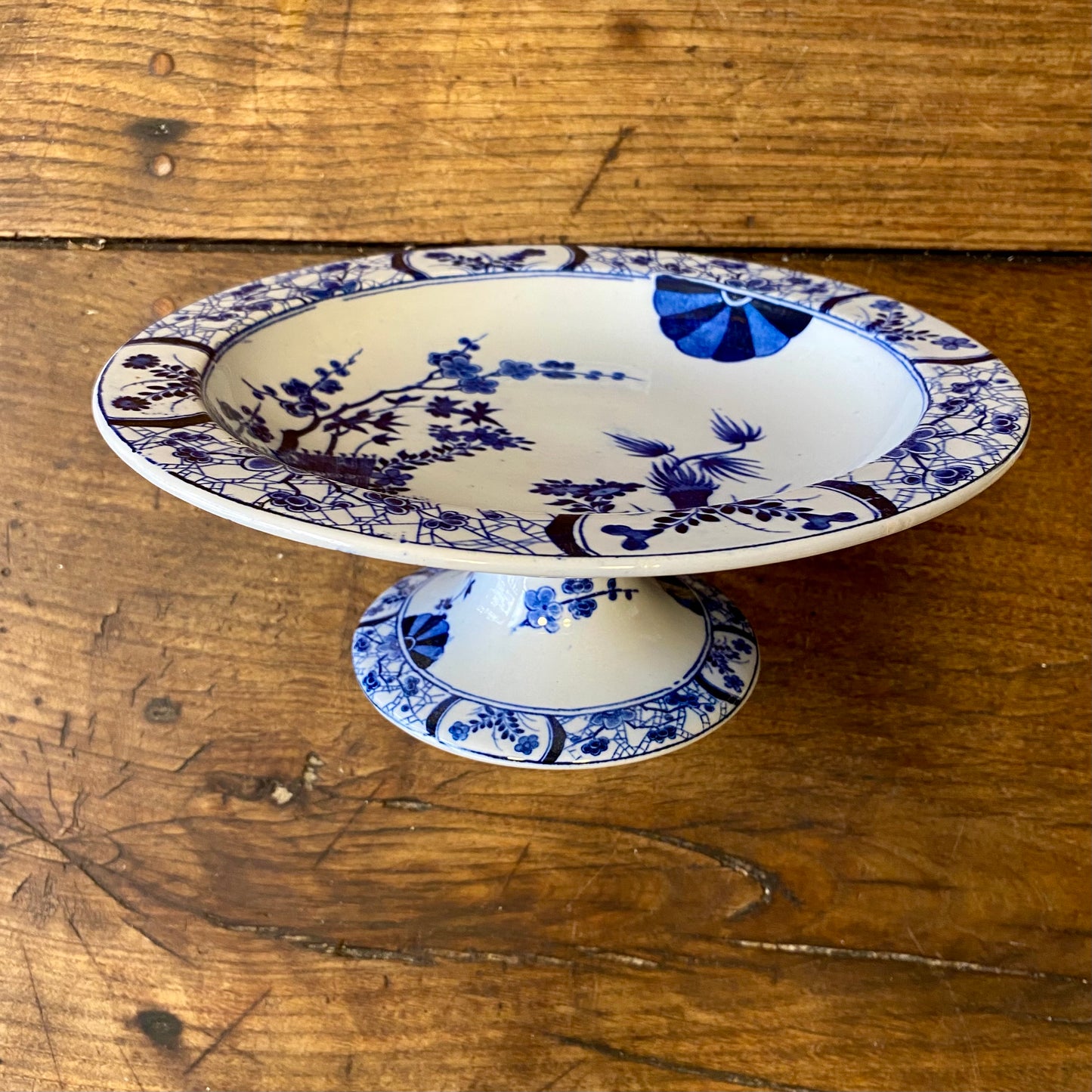 Vintage Creil et Montereau Fat på Fot – Japon Blå